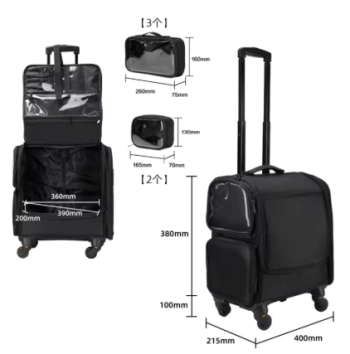 P1656 FirstMeet makeup luggage box Pull rod cosmetic bag Multifunctional carry on Tattoo nail beauty toolbox travel trolley suitcase