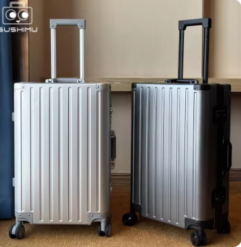 Pi1570 All-aluminum-magnesium alloy suitcase: women's 24-inch aluminum-framed swivel trolley case, men's 20-inch boarding travel metal
