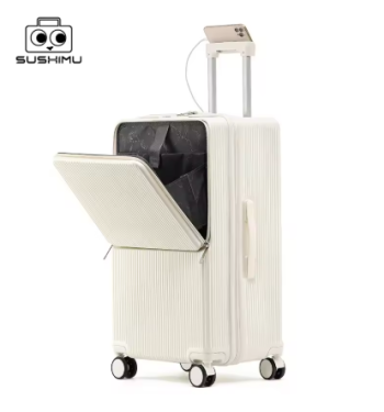 Pi1467 sushimu Suitcase Wide Handle Travel Suitcase Men 20 24 26 Carry-On Luggage Women PC Aluminum Frame Trolley Case