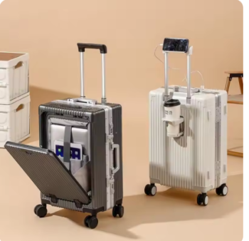 TH288 Travel Suitcase Front open cover Laptop Boarding Case 20 "24 Inch PC Aluminum Frame Trolley Case Universal Wheel Rolling Luggage
