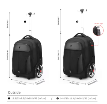 P1689 20 inch Rolling Luggage Backpack With Wheels Travel Suitcases Large Capacity Trolley Bags Multifinonal Laptop Carry on Backpack