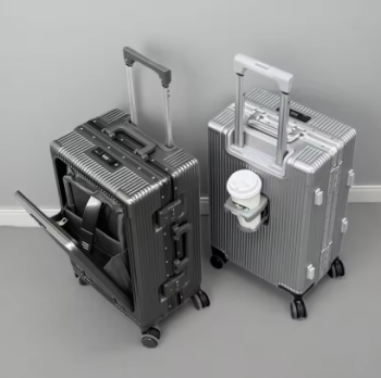 TH168 Multifunctional Lage Aluminum Frame Front Opening Carry-On Suitcase 20 Inches Travel Wheel Universal Caster G Neutral