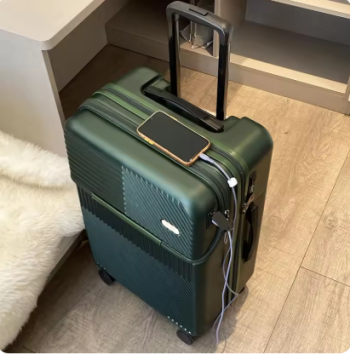 Pi1546 Front open suitcase expandable female small 20 "boarding luggage light pull rod leather case 24 travel case male student