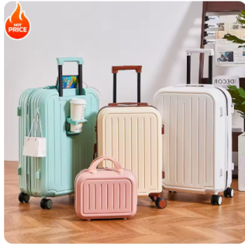 Pi1575 20-28 Inch Aluminum-Magnesium Luggage: Carry-On Trolley with Cup Holder and 4-Wheel Spinner-Durable Lightweight Travel Suitcase