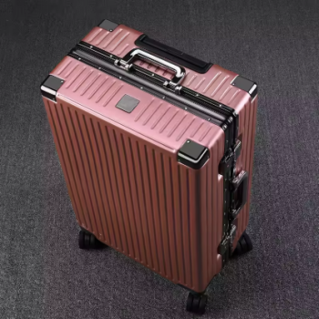 P1616 Luggage Right Angle Retro Aluminium Frame Universal Wheel Boarding Bag Large Capacity Travel Password Leather Box Suitcase