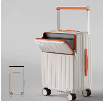 TH290 Travel Luggage Wide Tie Rod Suitcase Front Opening Laptop Boarding Case USB Charging 20"22"24"26 Inch Trolley Case with Wheels