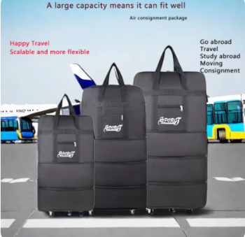 P1612 Luggage Bag With Wheels Expandable Folding Oxford Trolley Suitcase Unisex Carrier Bag Weekend Trip Airplane Luggage Storage Bag