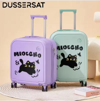 P1618 Cartoon Printed 18 20 Inch Small Cabin Luggage Hard Shell Suitcase Spinner Wheels Carry On Luggage for Airplane Travel