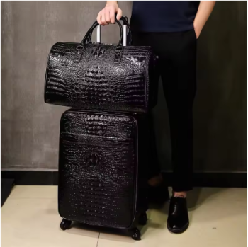 L738 100% Genuine Leather crocodile pattern travel luggage with handbag men head cowhide carry on suitcase 20 inch boarding case