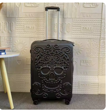 L739 Punk Trend Skeleton suitcase Personality pop elements travel luggage boarding box large size customs lock carry on trolley bag