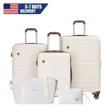 TH174 Luggage Sets 5 Piece,Suitcases with Double Spinner Wheels and TSA Lock,Hardcase 3 set Luggage with Travel Duffle Bag