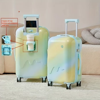 G00939Gradient 20 Hardshell Luggage, Lightweight Rolling Suitcase with Cup Holder
