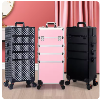 P1672 Professional 2/3/4 layers trolley makeup suitcase portable cosmetic trolley luggage box nail tattoo embroidery beauty toolbox