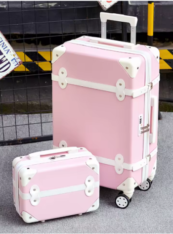 TH265 20 "22" 24 "26 Inches Retro Travel Suitcase Set ABS Luggage With Wheels Rolling Trolley Case Pink Big Capacity Petite Valise
