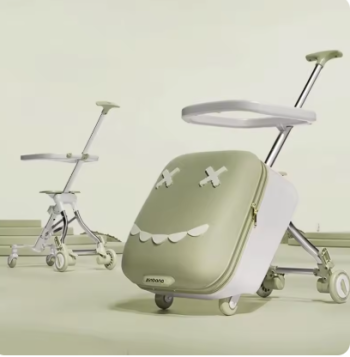 P1701 Kids' Travel Trolley Suitcase Mountable on Plane with Spinner Wheels Luggage Ride and Walk The Baby's Suitcase Folding Stroller