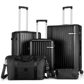 K1455 Carry on Luggage Sets 5 Piece ABS PC Suitcases with Wheels Hardshell 20/24/28inch Luggage