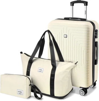 K1457 Luggage Sets 3 Piece,ABS+PC Hard Shell Suitcases with Wheels,TSA Aproved Lock and Carry on Bag