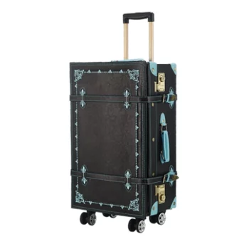 KF8899 New Hand embroidery PU leather Travel Bag Rolling Luggage,20"24"inch Men&Women Retro Trolley Suitcase