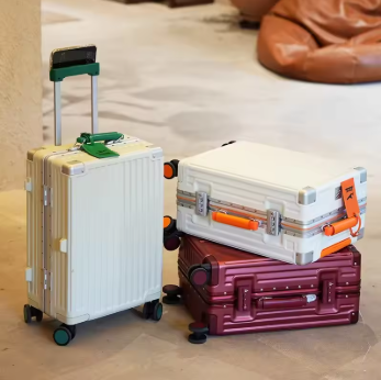 Pi1439 SUSHIMU Suitcase Travel Suitcase Men 20 24 26 Carry-On Luggage Women PC Aluminum Frame Trolley Case TSA password lock