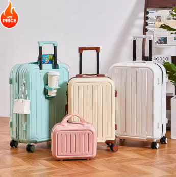 L608 20-28 Inch Aluminum-Magnesium Luggage: Carry-On Trolley with Cup Holder and 4-Wheel Spinner-Durable Lightweight Travel Suitcase