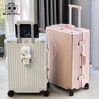 L617 All-aluminum-magnesium alloy suitcase: women's 24-inch aluminum-framed swivel trolley case, men's 20-inch boarding travel metal