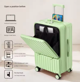 Pi1445 Travel Suitcase Wide Handle 20 Inch Luggage With Hook Bag Umbrella Hanging Combination lock Safety Universal Roller Luggages