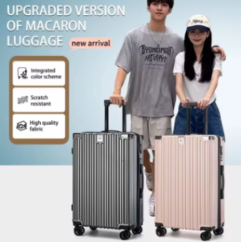 P1566 Sturdy Suitcase Aluminum Frame Trolley Case 20 Male and Female Students Universal Wheels 24 Boarding Suitcase Password Leather C