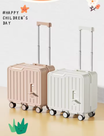 TH142 2024 Newest Design Children Luggage Sitting and Riding Mini 20 Inch Travel Boarding Suitcase Six Wheels With Folding Foot Pedal