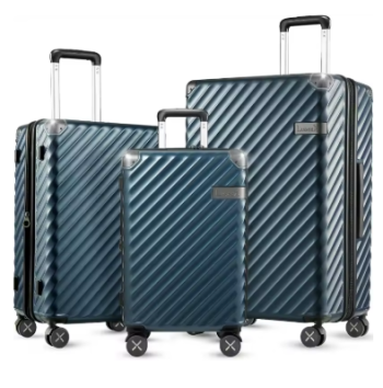 Pi1450 LUGGEX Luggage with Spinner Wheels, Polycarbonate Expandable Hard Shell Suitcase, 3 Piece Set, Navy