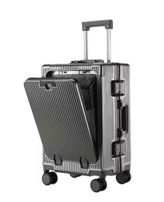 P1568 Rolling Trolley Case Front Opening Cabin Suitcase Spinner Wheel USB Charging Travel Luggage With TSA Lock For Men Women