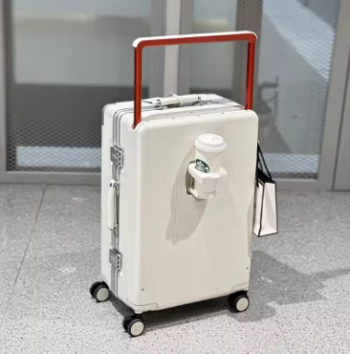TH153 sushimu Suitcase Wide Handle Travel Suitcase Men 20 24 Carry-On Luggage Women PC Aluminum Frame Trolley Case