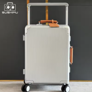 P1570 sushimu Suitcase Wide Handle Travel Suitcase Men 20 24 Carry-On Luggage Women PC Aluminum Frame Trolley Case
