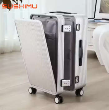 P1571 22"26" Inch Aluminum Trolley Suitcase Waterproof Metallic Cabin Luggage Trolly Bag With Wheels