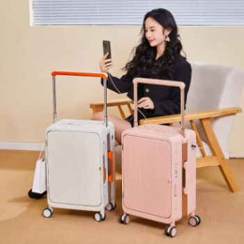 L625 SUSHIMU The new wide trolley cabin suitcase, aluminum frame trolley suitcase, spinner suitcase, personalized front opening