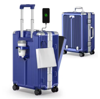 L628 Airline Approved 22 inch Carry On Luggage,Aluminum Framed Carry On Suitcase with Front Open Laptop Compartment/Pocket