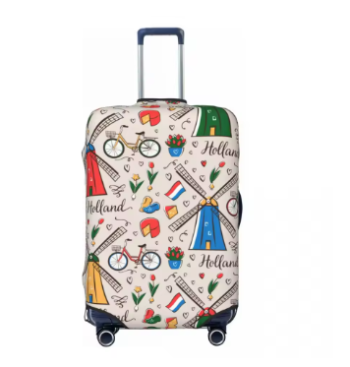 P1577 Custom Amsterdam Netherlands Travel Logo Luggage Cover Cute Dutch Flag Suitcase Protector Covers Suit For 18-32 inch