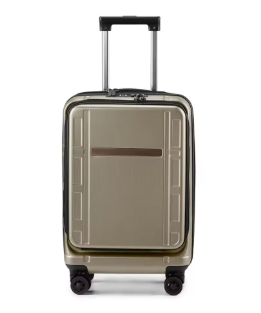 TH172 22 X 14 X 9 Airline Approved, ABS+PC 20 Inch Luggage with Front Compartment, Double Spinner Wheels, TSA Lock，Khaki Color