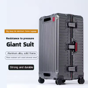 Pi1505 CSuitcase Wide Handle Travel Suitcase Men 20 24 26 Carry-On Luggage Women PC Aluminum Frame Trolley Case