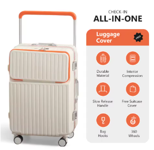 TH209 AIWEINY 20"-26" Aluminum Frame PC Hard Shell Spinner Suitcase for Travel, 360° Spinner, TSA Lock, Cup and Phone Holder, USB