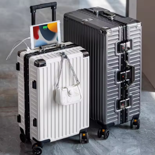 P1620 Large Capacity Multifunctional Luggage 28'' New Suitcase Aluminum Frame Trolley Case Password Box Thickened Suitcase on Wheels