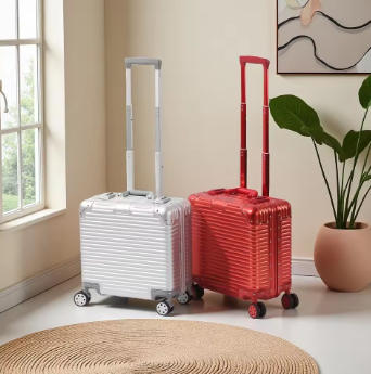 L707 Aluminum-magnesium alloy suitcase business computer boarding case TSA customs password lock universal wheel short travel case18"