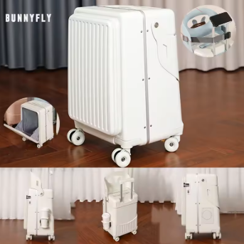 Pi1526 BunnyFly Kid Mom Suitcase with Seat for Children Can Sit To Ride Trolley Luggage Baby Travel Carry Case Multifunction Boardable