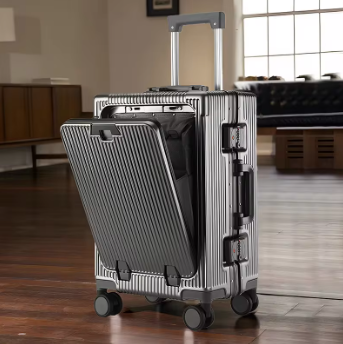 Pi1530 20 Inch Rolling Trolley Case Front Opening Cabin Suitcase Spinner Wheel USB Charging Travel Luggage With TSA Lock For Men Women