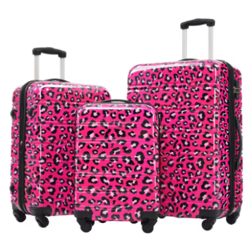 L747 Hardshell Luggage Sets 3 pcs Spinner Suitcase with TSA Lock Leopard Lightweight