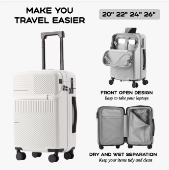 L760 2024 New Durable Large Capacity Luggage Sets Suitcase Front Open USB Charging Men Carry-On Travel 20/22/24/26