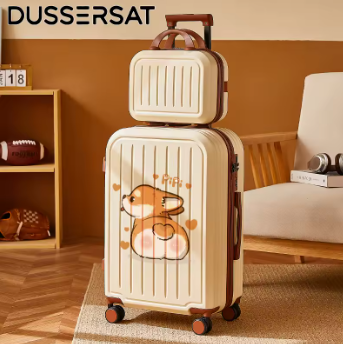 TH312 Kids Cute Cartoon Luggage 20 22 24 26 28 Inch ABS+PC Suitcase with Password Lock, Waterproof Scratch-Resistant Design for Travel