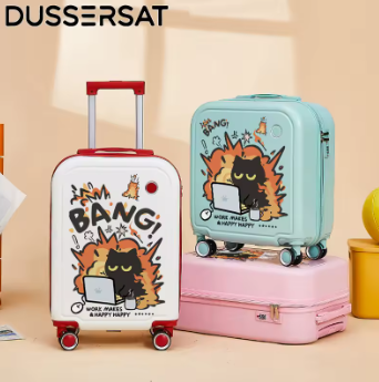 TH315 18/20 Inch Creative Cartoon Luggage - ABS+PC Hard Shell Suitcase for Travel/School, 4 Silent Wheels & Adjustable Handle