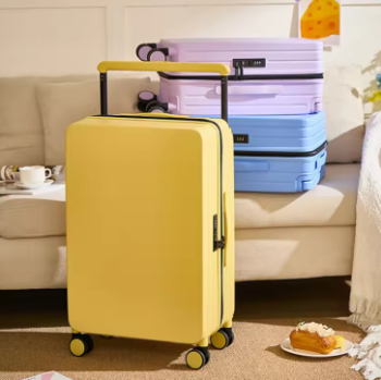 Pi1621 Wide Trolley Case Travel Luggage Female 20 inch Cabin Carrier Folding Cup Holder Large Capacity Mute Universal Wheel Suitcase