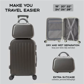 K914 New Large Capacity Durable Luggage Sets ABS+PC Suitcase Women Girl Carry-On Boarding Travel