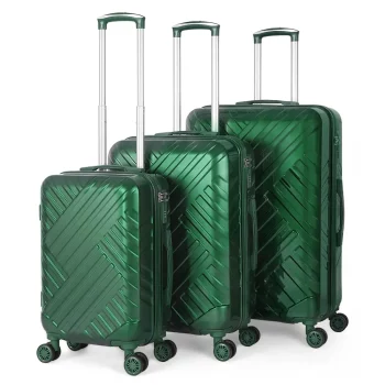 K1443 3 Piece Luggage Set 20/24/28" Spinner Suitcase Family Travel Hardshell with TSA Lock Green Color